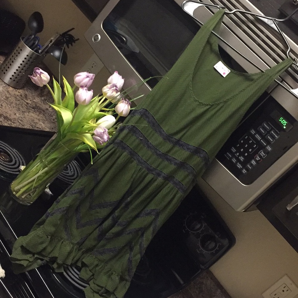 Free People Army Green Trapeze Dress/Top